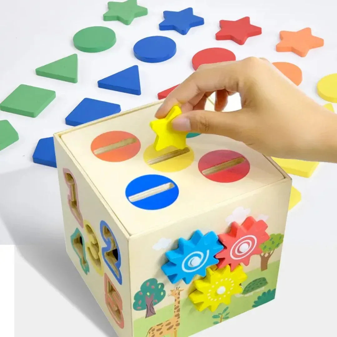 Cub educativ multifuncțional din lemn, 1 an+