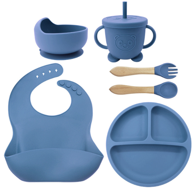 Set 7 Piese hranire din Silicon - albastru