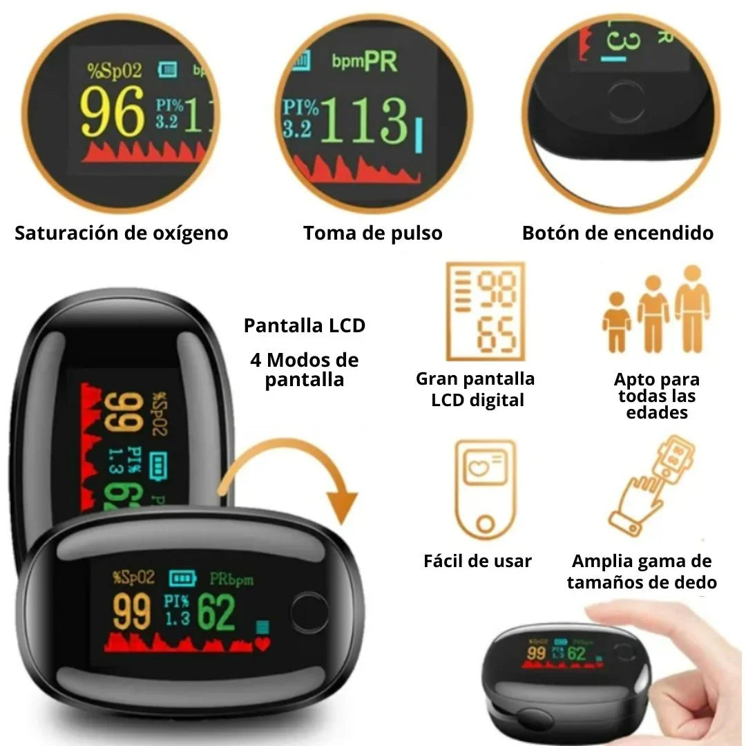 Oxímetro Digital Portátil – Mide tu oxigenación y frecuencia cardíaca en segundos