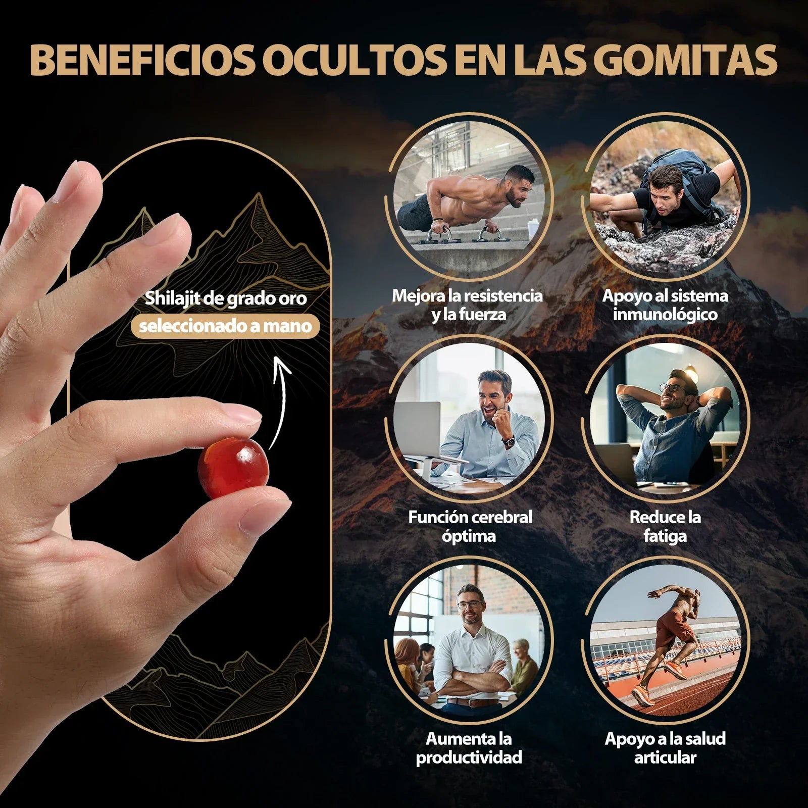 WindBoss Gold Shilajit Gummies – 3000mg de Energía del Himalaya (Grado Oro)✨🏔️