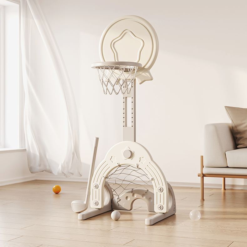Set de joaca 3 in 1 pentru interior/exterior cu poarta fotbal, cos de baschet si crosa golf